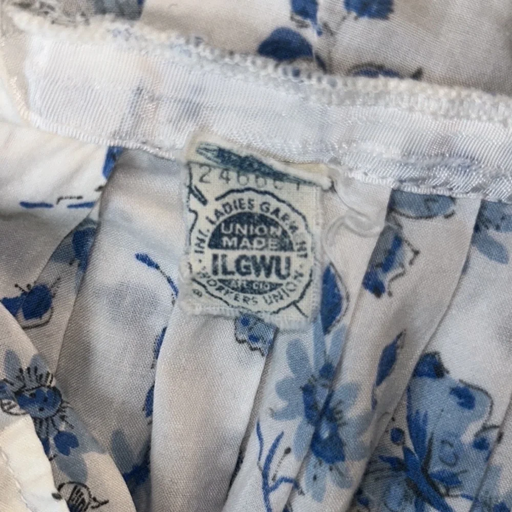 The Villager Vintage 60s Blue White Butterfly Floral Belted Button Down Dress XS - Picture 9 of 10